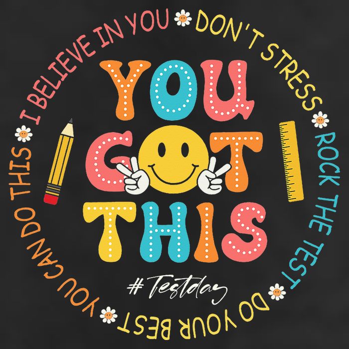 You Got This Don't Stress Rock The Test Day Teacher 7 Panel Mesh Trucker Snapback Hat