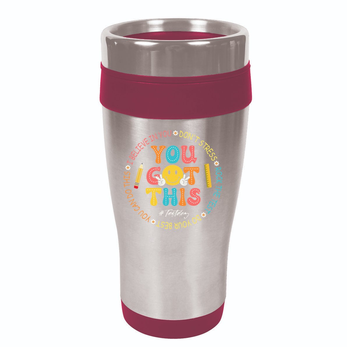 You Got This Don't Stress Rock The Test Day Teacher 16oz Travel Tumbler