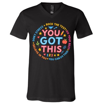 You Got This Rock The Test Do Your Best Don't Stress V-Neck T-Shirt