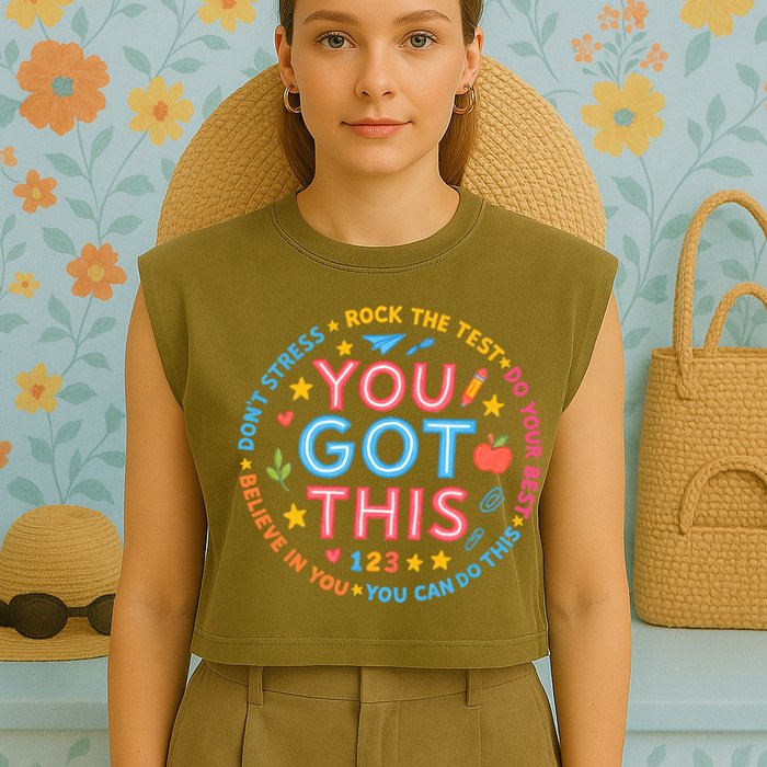 You Got This Rock The Test Do Your Best Don't Stress Garment-Dyed Women's Muscle Tee