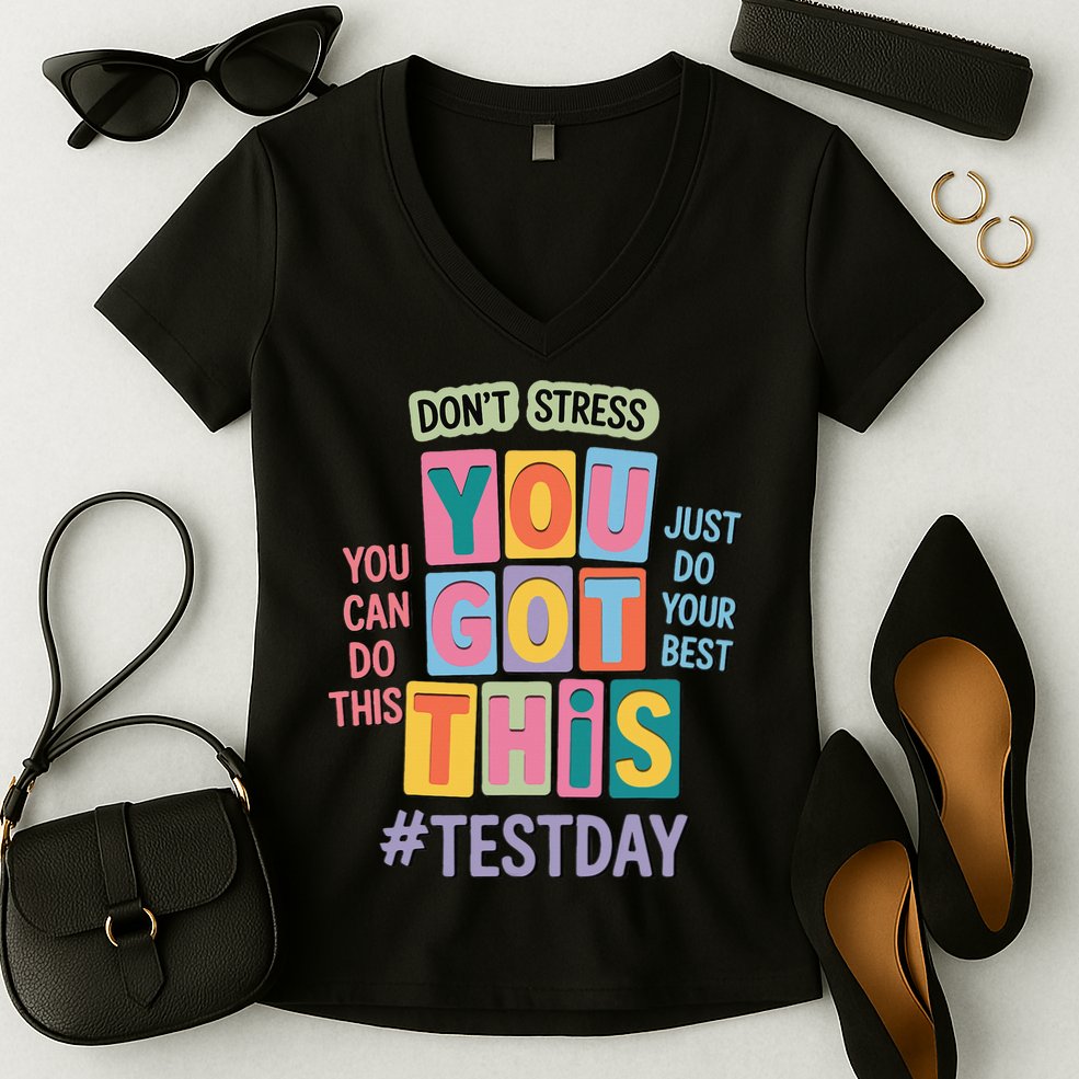 You Got This DonT Stress Rock The Test Test Day Women's V-Neck T-Shirt