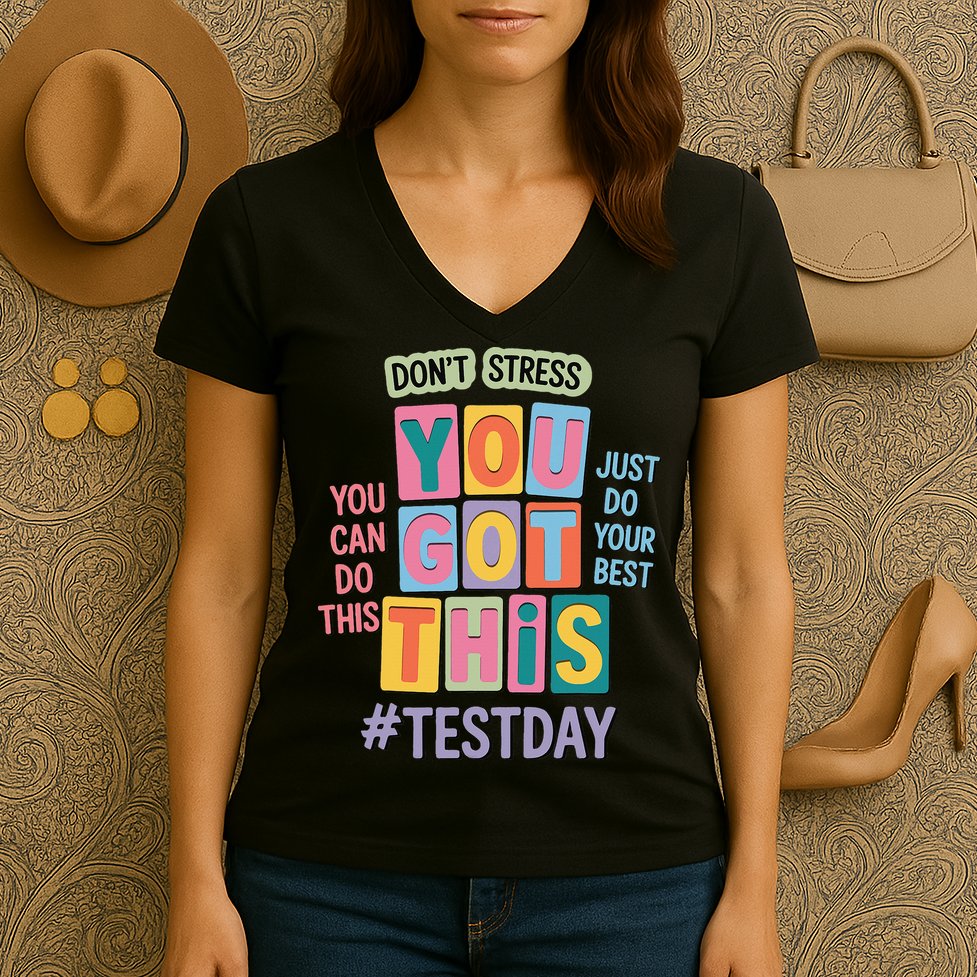 You Got This DonT Stress Rock The Test Test Day Women's V-Neck T-Shirt