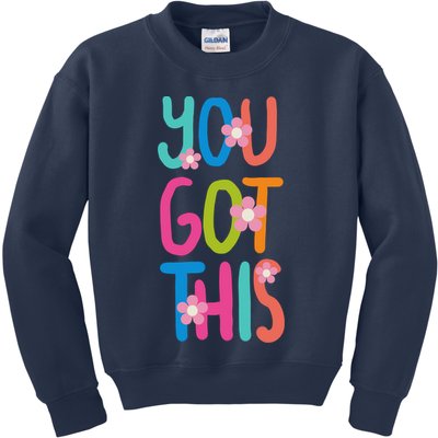 You Got This Colorful Floral Motivational Quote Kids Sweatshirt