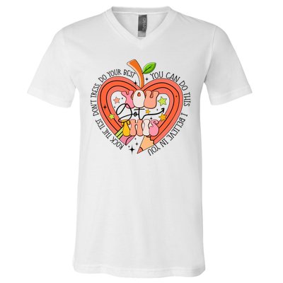 You Got This Lucky Test Day Rock The Test Don't Stress Do Your Best V-Neck T-Shirt