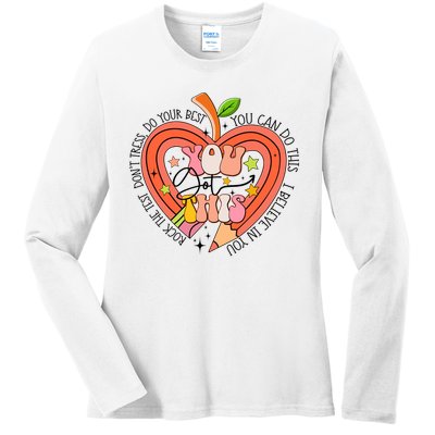 You Got This Lucky Test Day Rock The Test Don't Stress Do Your Best Ladies Long Sleeve Shirt