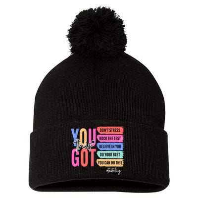 You Got This Don'T Stress Rock The Test Test Day Student Pom Pom 12in Knit Beanie