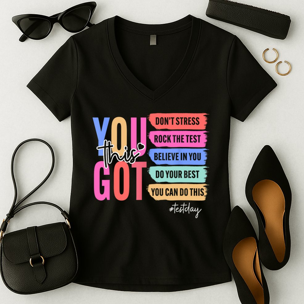 You Got This Don'T Stress Rock The Test Test Day Student Women's V-Neck T-Shirt