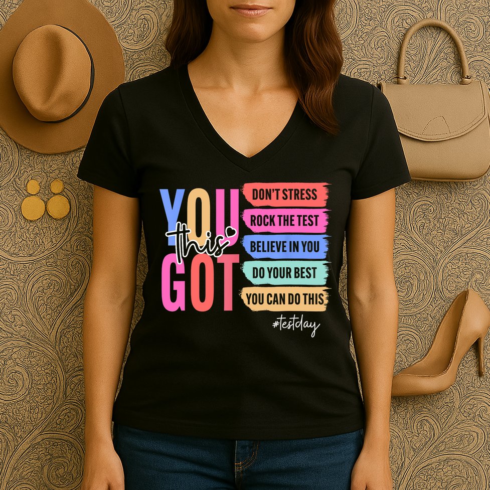 You Got This Don'T Stress Rock The Test Test Day Student Women's V-Neck T-Shirt