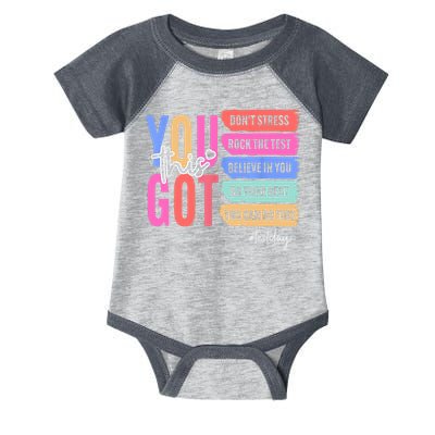 You Got This Don'T Stress Rock The Test Test Day Student Infant Baby Jersey Bodysuit