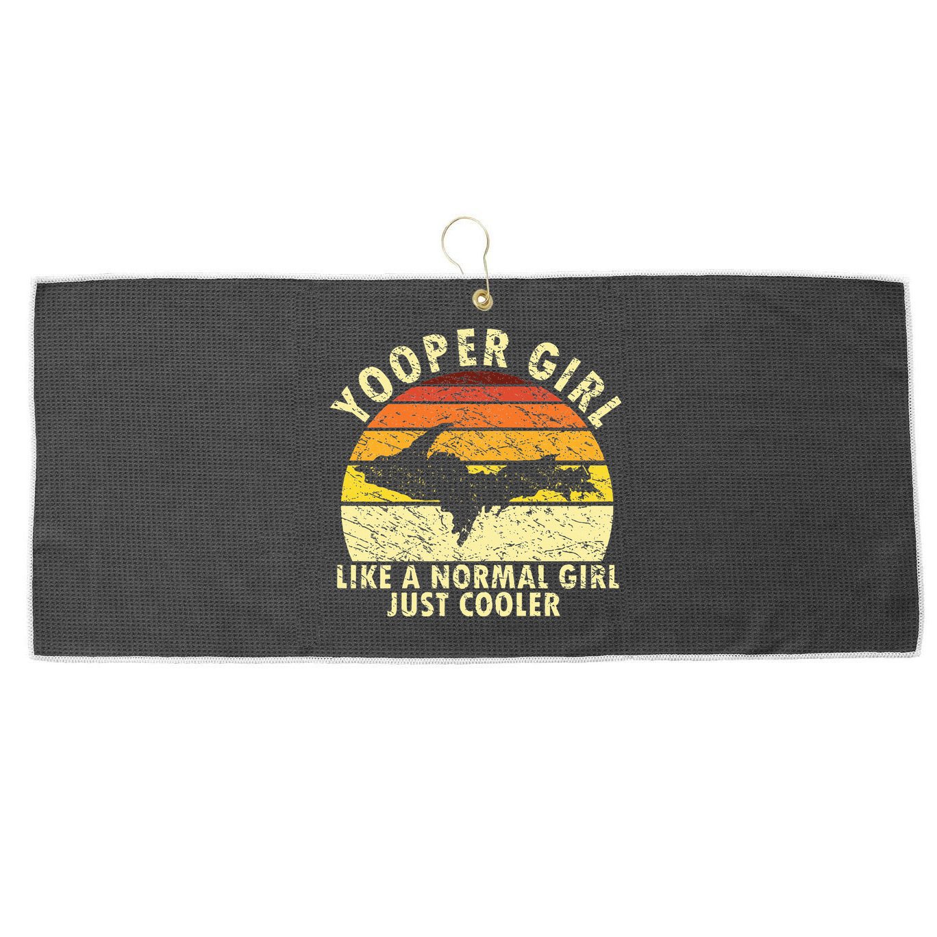 Yooper Girl Upper Peninsula Retro Upper Michigan Large Microfiber Waffle Golf Towel