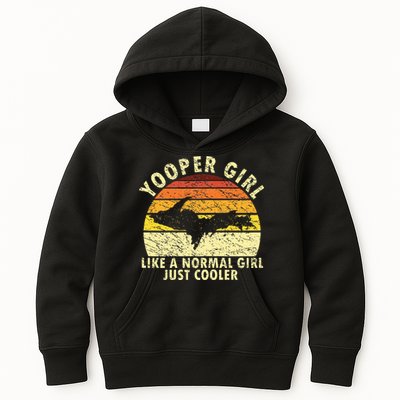 Yooper Girl Upper Peninsula Retro Upper Michigan Kids Hoodie