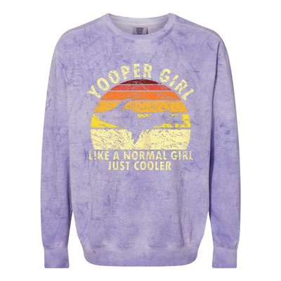 Yooper Girl Upper Peninsula Retro Upper Michigan Colorblast Crewneck Sweatshirt