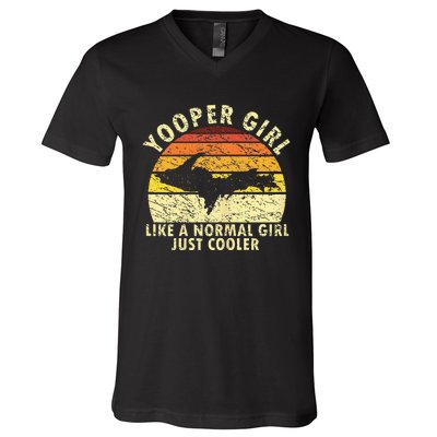 Yooper Girl Upper Peninsula Retro Upper Michigan V-Neck T-Shirt