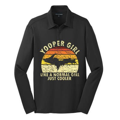 Yooper Girl Upper Peninsula Retro Upper Michigan Silk Touch Performance Long Sleeve Polo