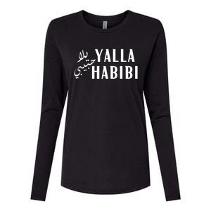 Yalla Habibi Arabic Muslim Honeymoon Valentine's Day Love Gift Womens Cotton Relaxed Long Sleeve T-Shirt