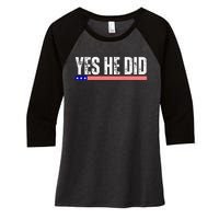 Yes He Can And Yes He Did Vintage Women's Tri-Blend 3/4-Sleeve Raglan Shirt