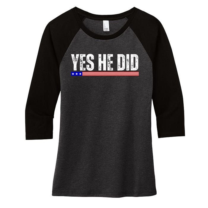 Yes He Can And Yes He Did Vintage Women's Tri-Blend 3/4-Sleeve Raglan Shirt