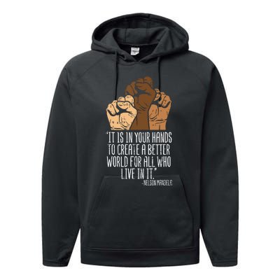 Your Hands Create Better World Black Lives Matter Blm Gift Performance Fleece Hoodie