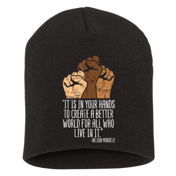 Your Hands Create Better World Black Lives Matter Blm Gift Short Acrylic Beanie