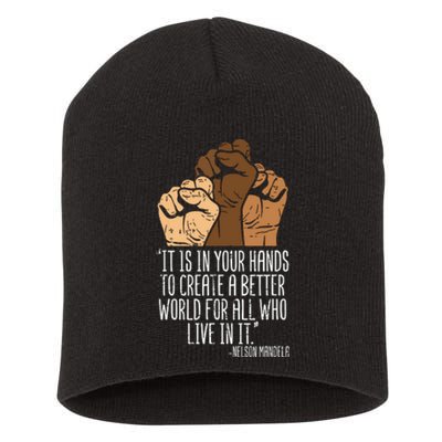 Your Hands Create Better World Black Lives Matter Blm Gift Short Acrylic Beanie