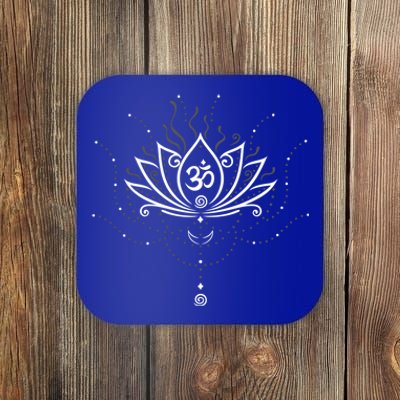 Yoga Harmony Gift Lotus Flower With Moon And Om Symbol Great Gift Coaster