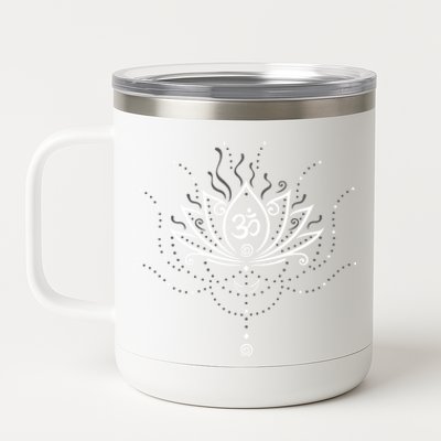 Yoga Harmony Gift Lotus Flower With Moon And Om Symbol Great Gift 12 oz Stainless Steel Tumbler Cup