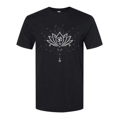 Yoga Harmony Great Gift Lotus Flower With Moon And Om Symbol Gift Softstyle CVC T-Shirt