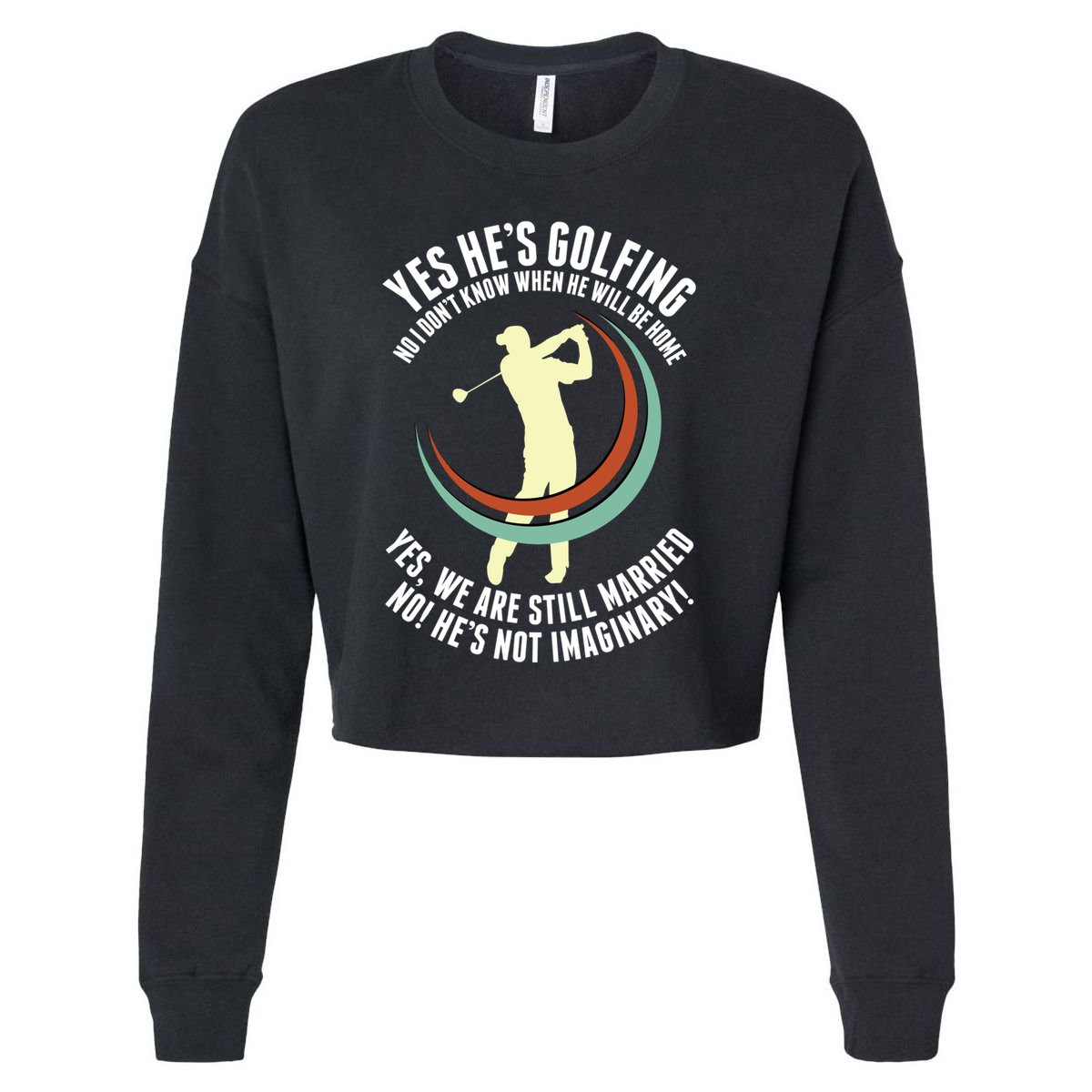 Yes HeS Golfing Funny Golf Husband Wife Golfer Cute Gift Cropped Pullover Crew