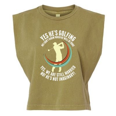 Yes HeS Golfing Funny Golf Husband Wife Golfer Cute Gift Garment-Dyed Women's Muscle Tee