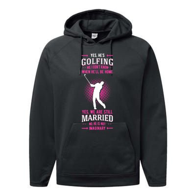 Yes He's Golfing Golf Putter Par Golfer Birdie Bogey Eagle Performance Fleece Hoodie