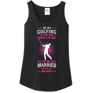 Yes He's Golfing Golf Putter Par Golfer Birdie Bogey Eagle Ladies Essential Tank