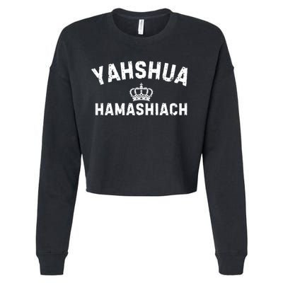 Yeshua Hamashiach Hebrew Messiah Jesus Funny Gift Cropped Pullover Crew