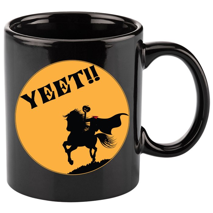 YEET!! Headless Horseman Funny Halloween 11oz C Handle Ceramic Mug