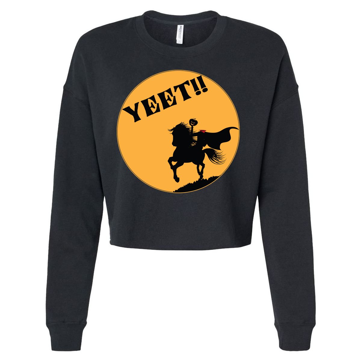 YEET!! Headless Horseman Funny Halloween Cropped Pullover Crew