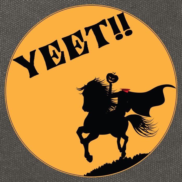 YEET!! Headless Horseman Funny Halloween Cotton Canvas Backpack