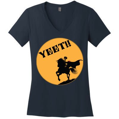 YEET!! Headless Horseman Funny Halloween Women's V-Neck T-Shirt