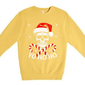 Yo Ho Ho Christmas Skull And Crossbones Pirate Xmas Season Gift Premium Crewneck Sweatshirt