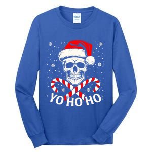 Yo Ho Ho Christmas Skull And Crossbones Pirate Xmas Season Gift Tall Long Sleeve T-Shirt