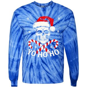 Yo Ho Ho Christmas Skull And Crossbones Pirate Xmas Season Gift Tie-Dye Long Sleeve Shirt