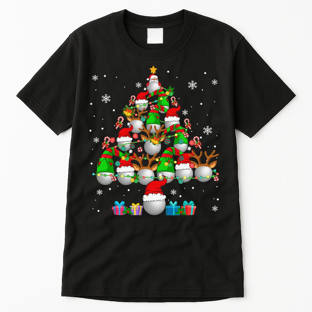 Your Hole Is My Goal Santa Playing Ugly Golf Christmas Tall T-Shirt