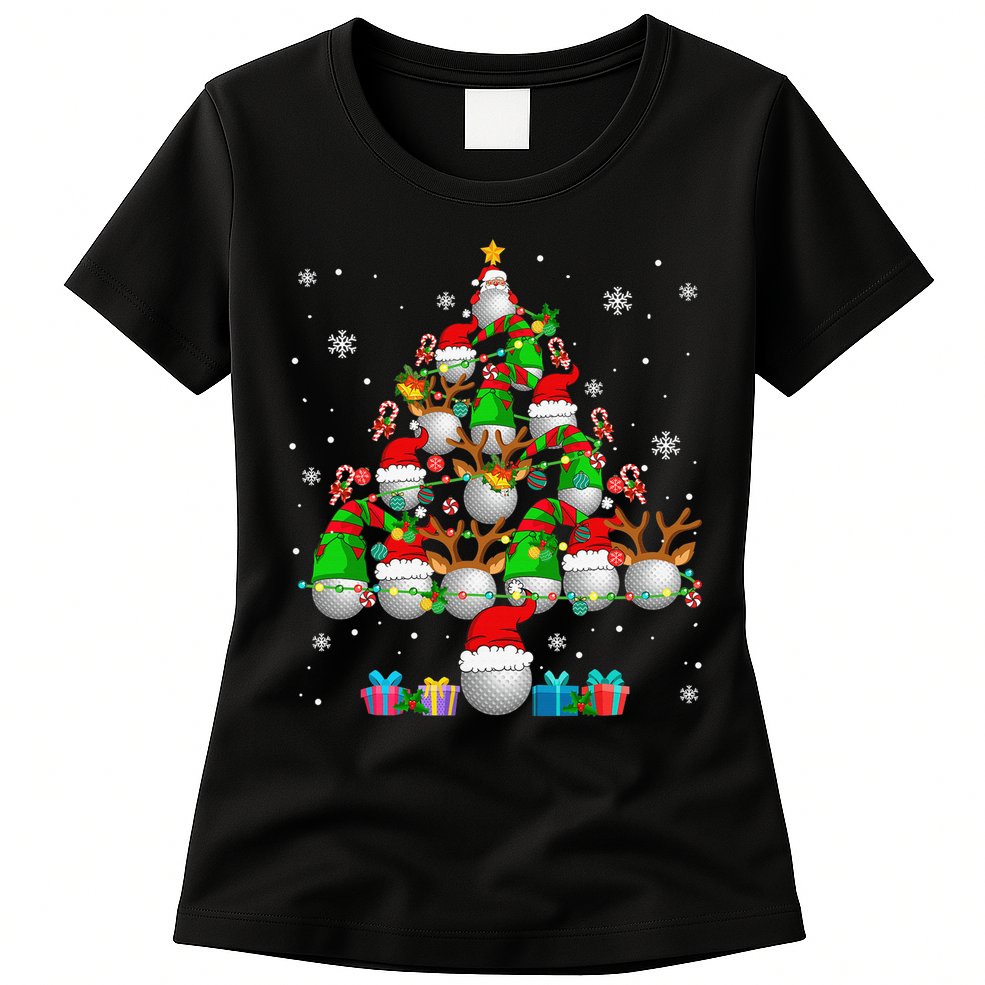 Your Hole Is My Goal Santa Playing Ugly Golf Christmas Womens T-Shirt