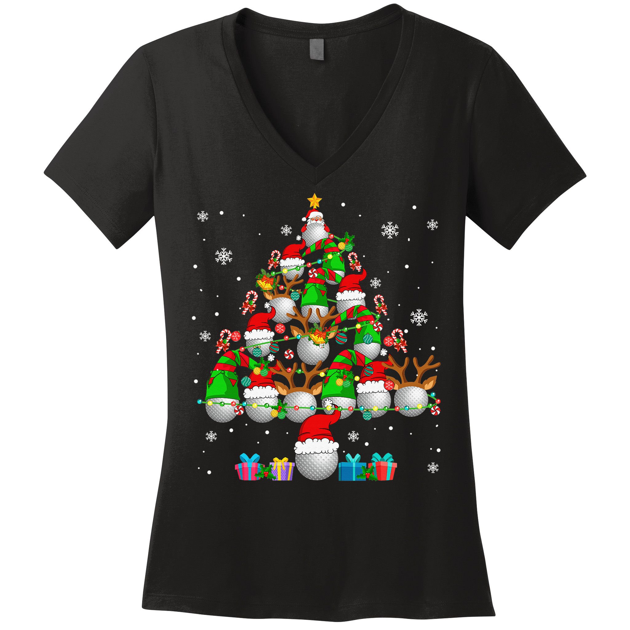 Your Hole Is My Goal Santa Playing Ugly Golf Christmas Women's V-Neck T-Shirt