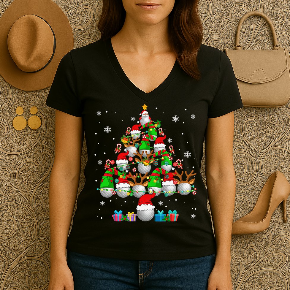 Your Hole Is My Goal Santa Playing Ugly Golf Christmas Women's V-Neck T-Shirt