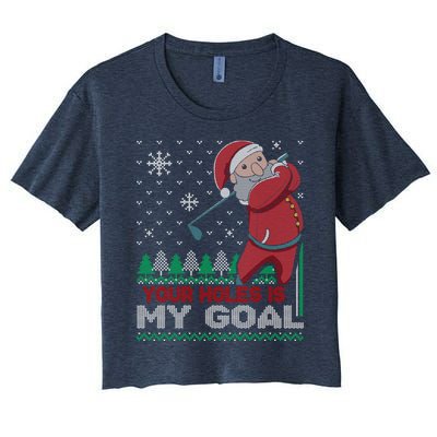 Your Hole Is My Goal Santa Claus Golf Women's Crop Top Tee