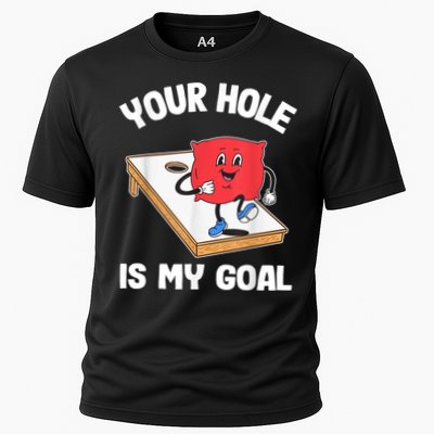 Your Hole Is My Goal Corn Hole Bean Bag Sarcastic Cornhole Performance Shirt