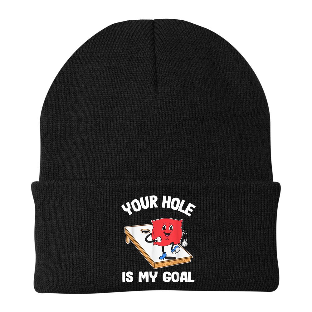 Your Hole Is My Goal Corn Hole Bean Bag Sarcastic Cornhole Beanie