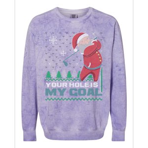 Your Hole Is My Goal Santa Claus Golf Ugly Christmas Sweater Colorblast Crewneck Sweatshirt