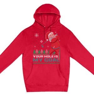 Your Hole Is My Goal Santa Claus Golf Ugly Christmas Sweater Premium Pullover Hoodie