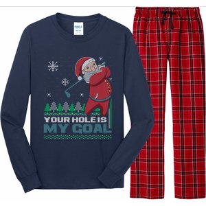 Your Hole Is My Goal Santa Claus Golf Ugly Christmas Sweater Long Sleeve Pajama Set