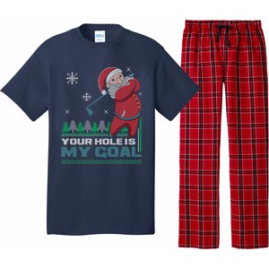 Your Hole Is My Goal Santa Claus Golf Ugly Christmas Sweater Pajama Set